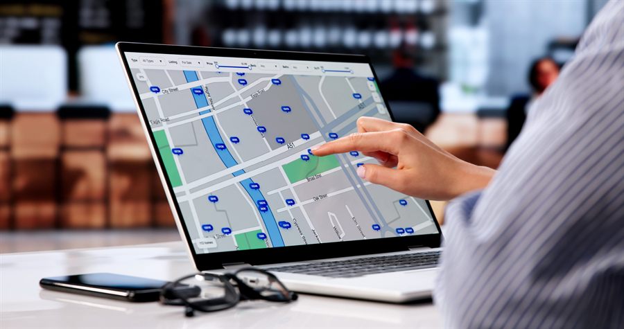 Planning on a laptop map