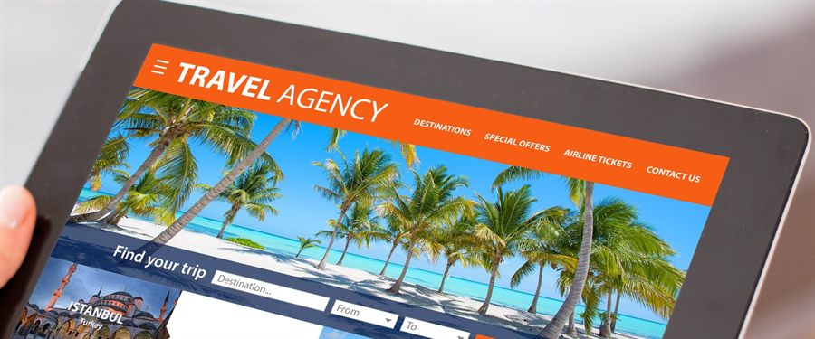 Browsing a travel website on a tablet